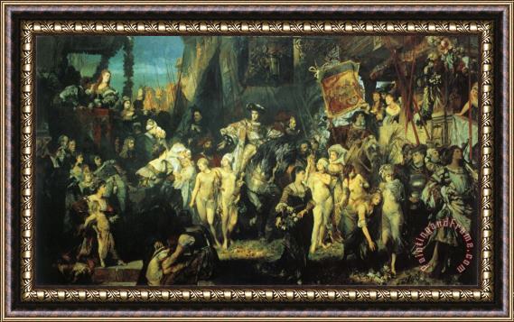 Hans Makart The Entry of Charles V Into Antwerp Framed Painting