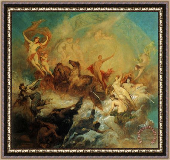 Hans Makart The Victory of Light Over Darkness Framed Painting