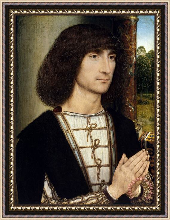 Hans Memling Portrait of a Young Man Praying Framed Painting