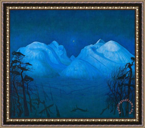 Harald Sohlberg Winter Night in The Mountains Framed Painting