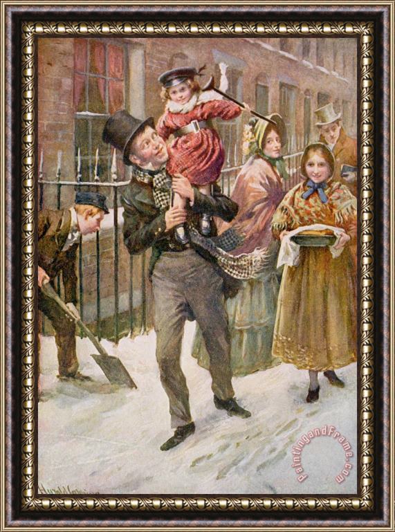 Harold Copping Bob Cratchit And Tiny Tim Framed Print