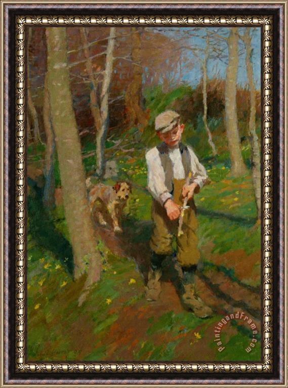 Harold Harvey Boy Whittling a Stick Framed Painting