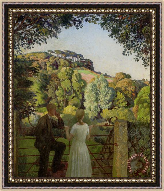 Harold Harvey Midge Bruford And Her Fiance at Chywoone Hill Newlyn Framed Print