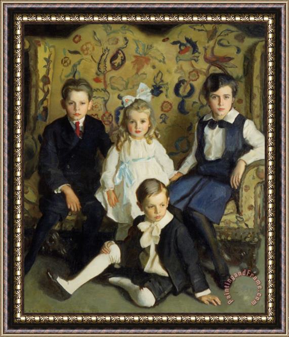 Harrington Mann A Family Portrait of Four Children Framed Painting