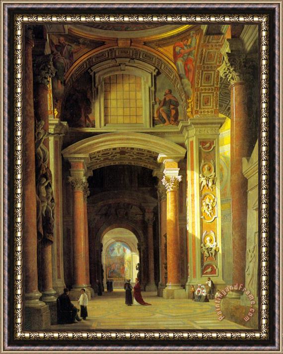 Heinrich Hansen Interior of St. Peters, Rome Framed Painting