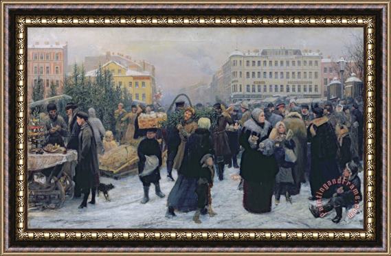 Heinrich Matvejevich Maniser Christmas Fair Framed Painting