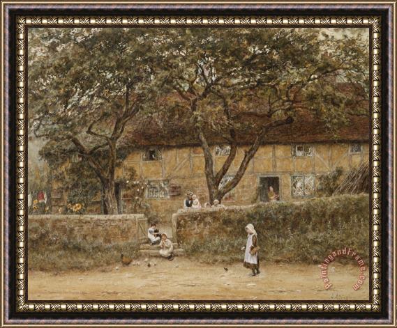 Helen Allingham Children outside a Cottage Framed Painting