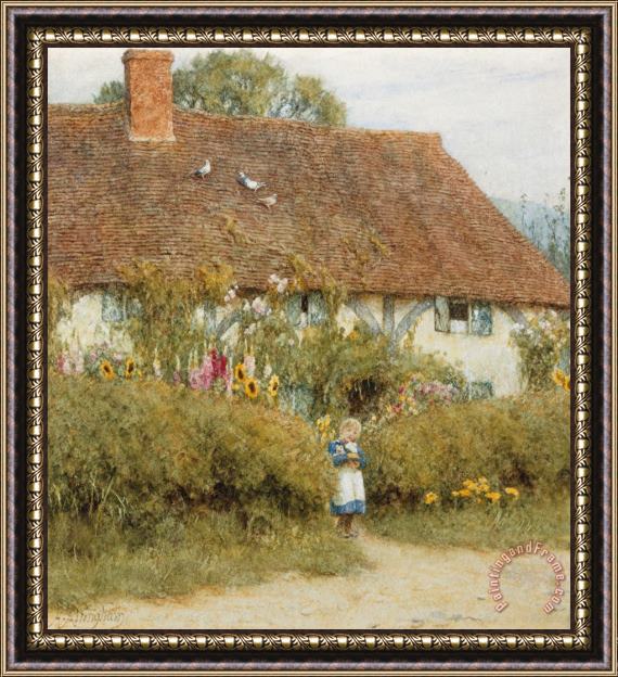 Helen Allingham Cottage at West Horsley Surrey Framed Painting