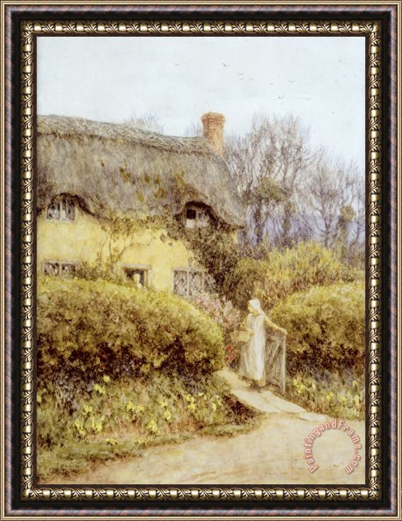 Helen Allingham Cottage near Freshwater Framed Print