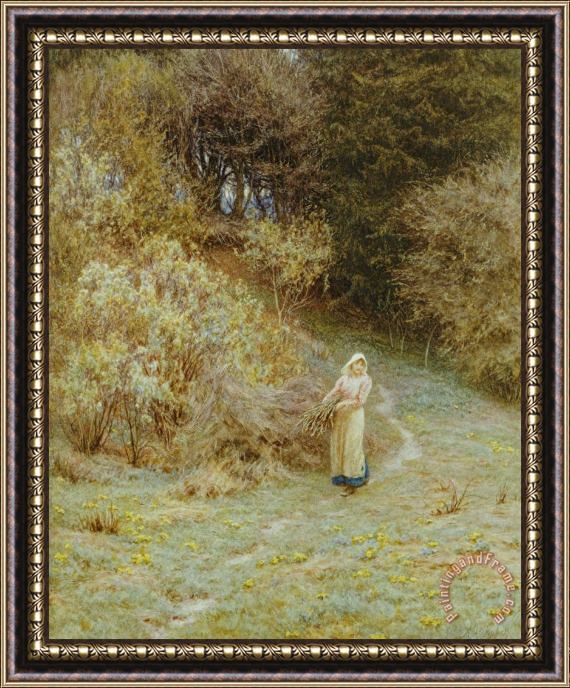 Helen Allingham In the Primrose Wood Framed Print