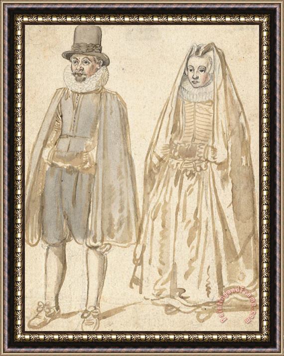 Hendrick Avercamp Standing Couple Seen From The Front Framed Print