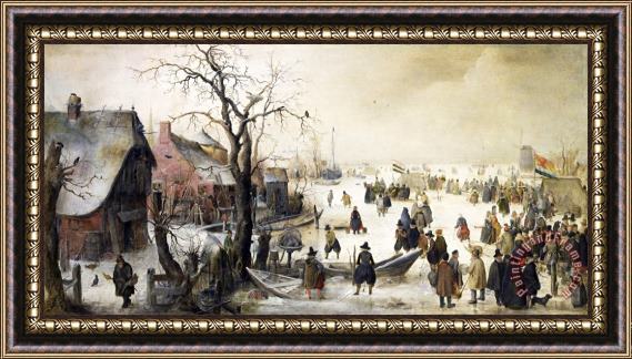Hendrick Avercamp Winter Scene on a Canal Framed Print