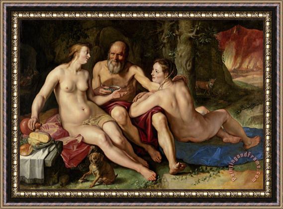 Hendrick Goltzius Lot And His Daughters Framed Painting