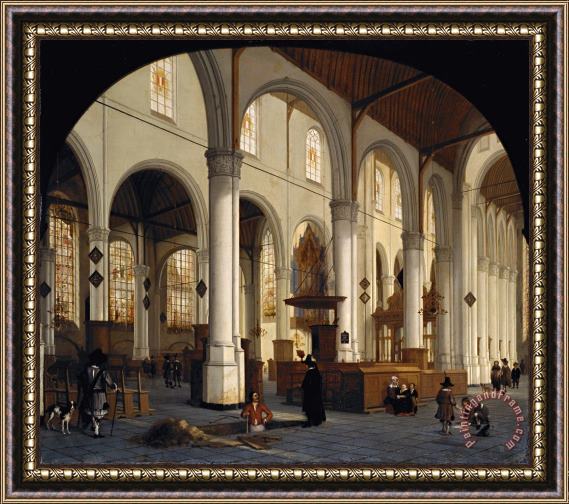 Hendrick Van Vliet The Interior of St Janskerk at Gouda Framed Print