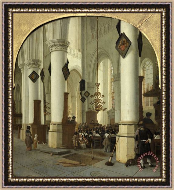 Hendrick View Inside The Saint Bavo Church in Haarlem During Mass Framed Painting