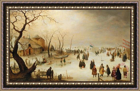 Hendrik Avercamp A Winter River Landscape With Figures On The Ice Framed Print