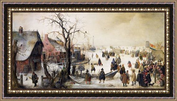 Hendrik Avercamp Winter Scene on a Canal Framed Print