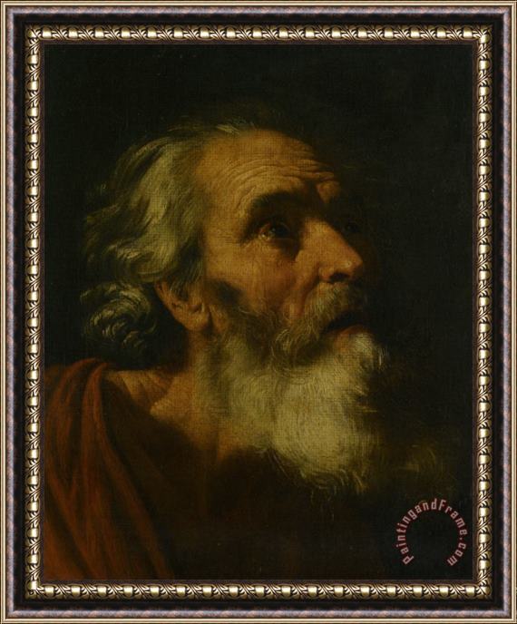 Hendrik Van Somer Study for The Head of a Male Probably Saint Peter Framed Painting
