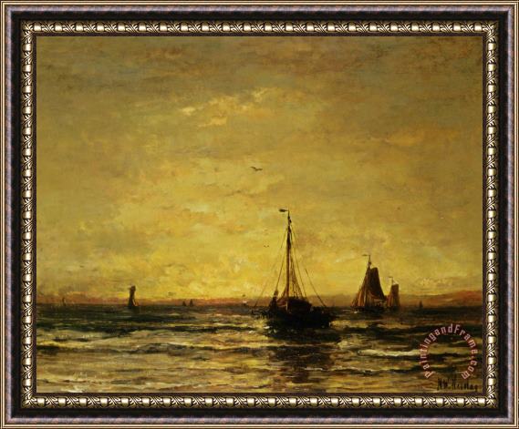 Hendrik Willem Mesdag The Return of The Fleet at Sunset Framed Painting