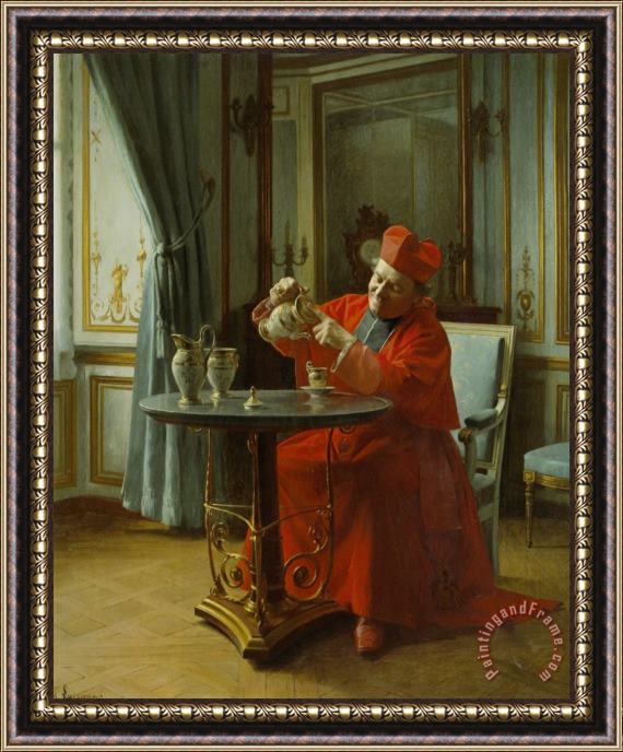 Henri Adolphe Laissement A Devine Cup of Tea Framed Painting