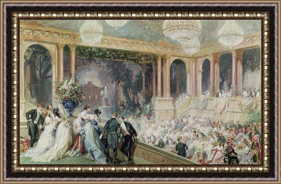 Henri Baron Dinner at the Tuileries Framed Painting
