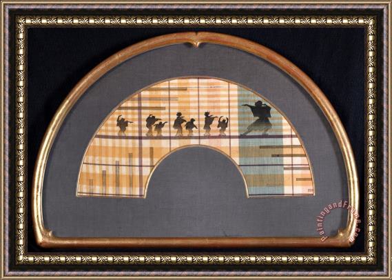 Henri-charles Guerard Shadow Theater Fan Framed Painting
