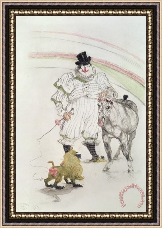 Henri de Toulouse-Lautrec At The Circus: Performing Horse And Monkey Framed Painting