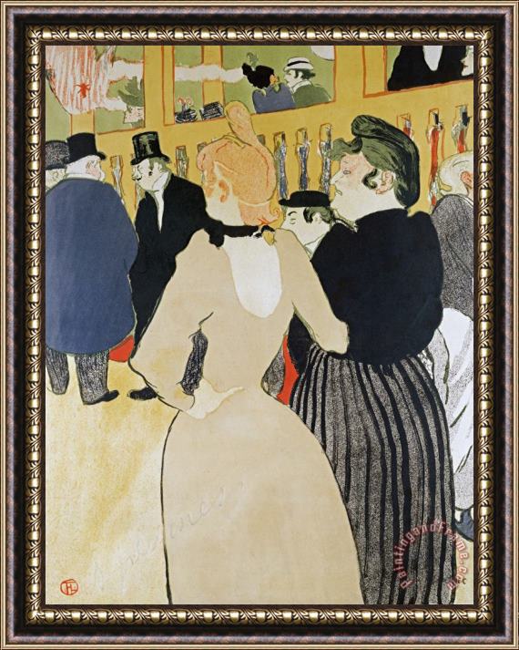 Henri de Toulouse-Lautrec At The Moulin Rouge. La Gouloue And Her Sister Framed Painting
