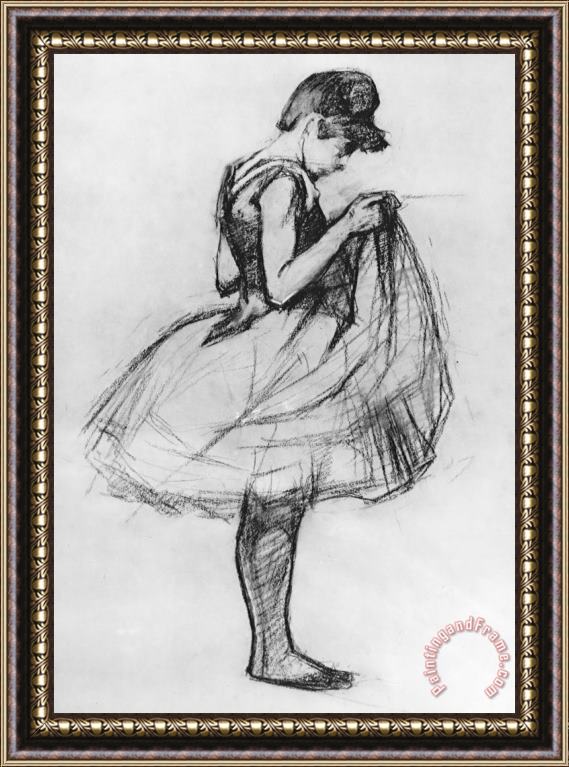 Henri de Toulouse-Lautrec Dancer Adjusting Her Costume And Hitching Up Her Skirt Framed Print