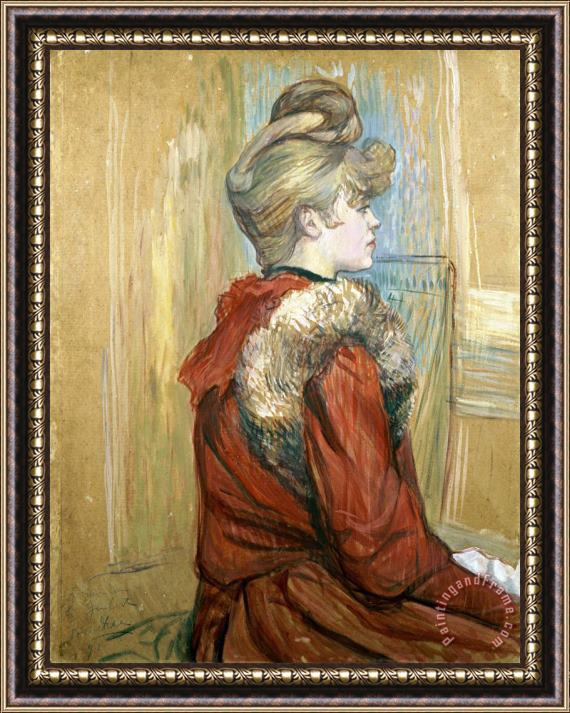 Henri de Toulouse-Lautrec Girl in a Fur, Miss Jeanne Fontaine Framed Painting