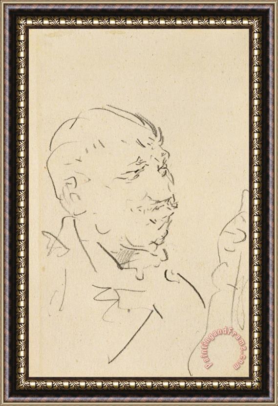 Henri de Toulouse-Lautrec Head of a Man Framed Painting