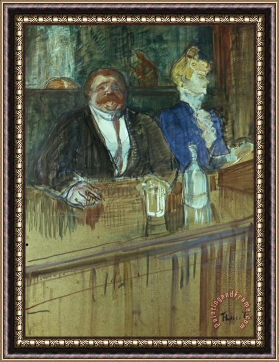 Henri de Toulouse-Lautrec In The Bar: The Fat Proprietor And The Anaemic Cashier Framed Print