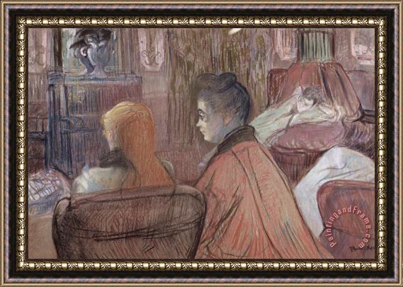 Henri de Toulouse-Lautrec In The Salon Framed Print