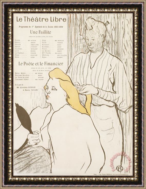 Henri de Toulouse-Lautrec Program for Le Theatre Libre Presentation of Une Faillite (a Failure) Framed Print
