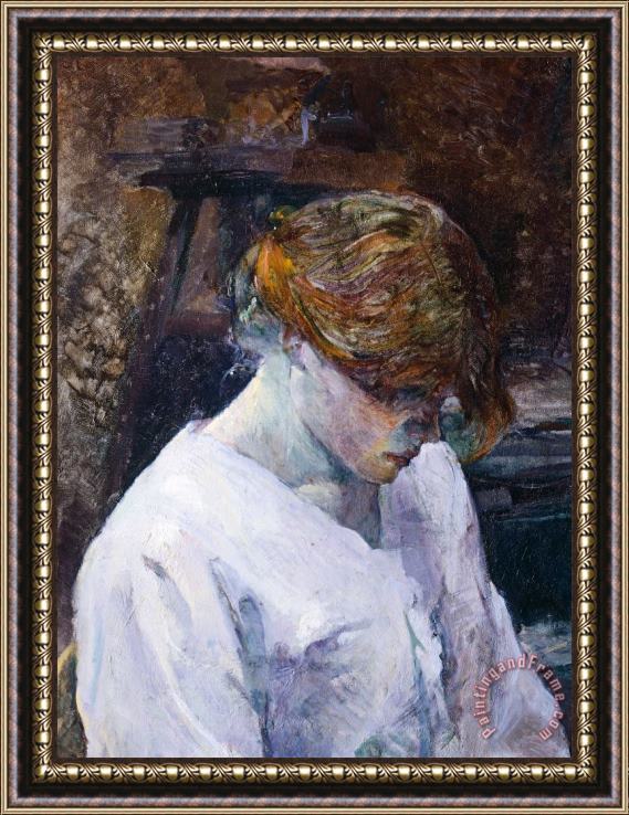Henri de Toulouse-Lautrec Red-haired Woman In White Camisole Framed Painting