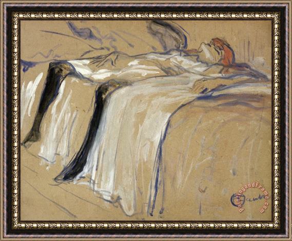 Henri de Toulouse-Lautrec Woman Lying On Her Back Framed Print