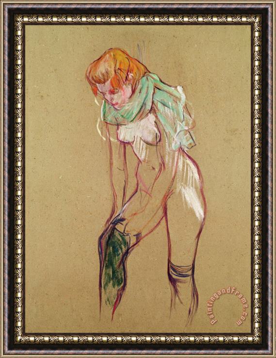Henri de Toulouse-Lautrec Woman Pulling Up Her Stocking Framed Print