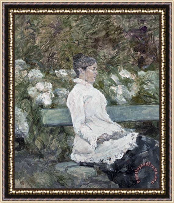 Henri de Toulouse-Lautrec Woman Seated on a Bench in a Park Framed Print