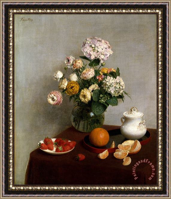 Henri Fantin Latour Flowers And Fruit Framed Painting