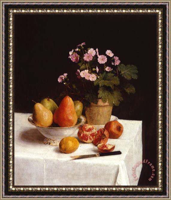 Henri Fantin Latour Still Life (primroses, Pears And Promenates) Framed Print