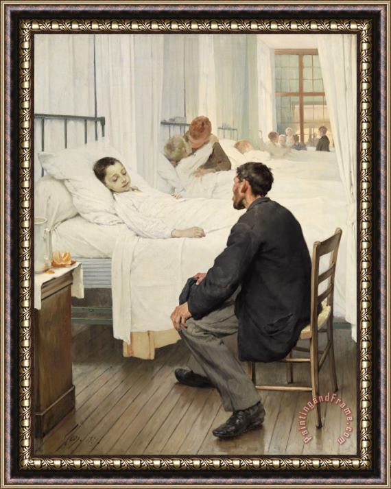 Henri Geoffroy Visit Day at The Hospital Framed Painting