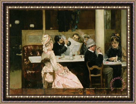 Henri Gervex Cafe Scene in Paris Framed Painting