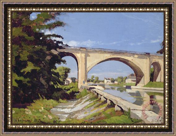 Henri-Joseph Harpignies Le Pont Canal a Briare Framed Painting