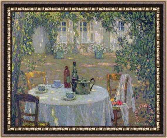 Henri Le Sidaner The Table in the Sun in the Garden Framed Print