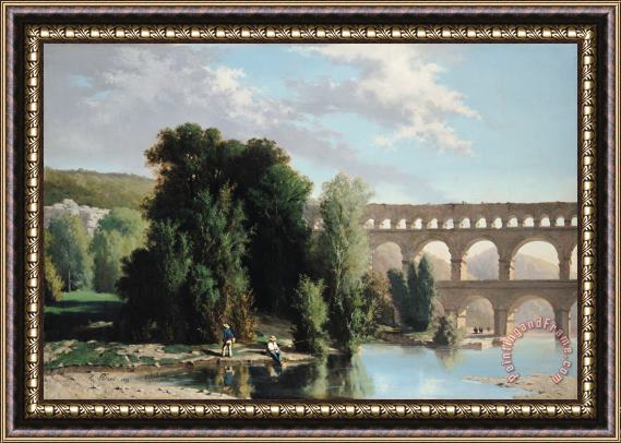 Henri Marie Poinsot View of the Pont du Gard Framed Painting