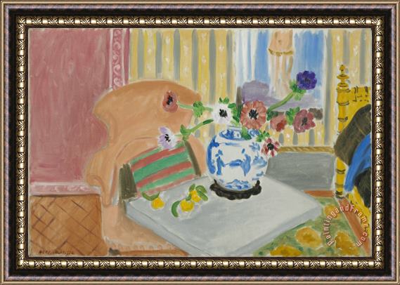 Henri Matisse Anemones And Chinese Vase, Framed Print