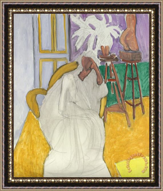 Henri Matisse Figure Assise Et Le Torse Grec (la Gandoura) Framed Print