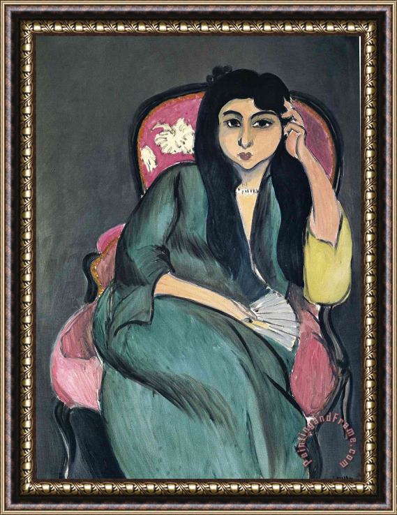 Henri Matisse Laurette in Green in a Pink Chair 1917 Framed Print