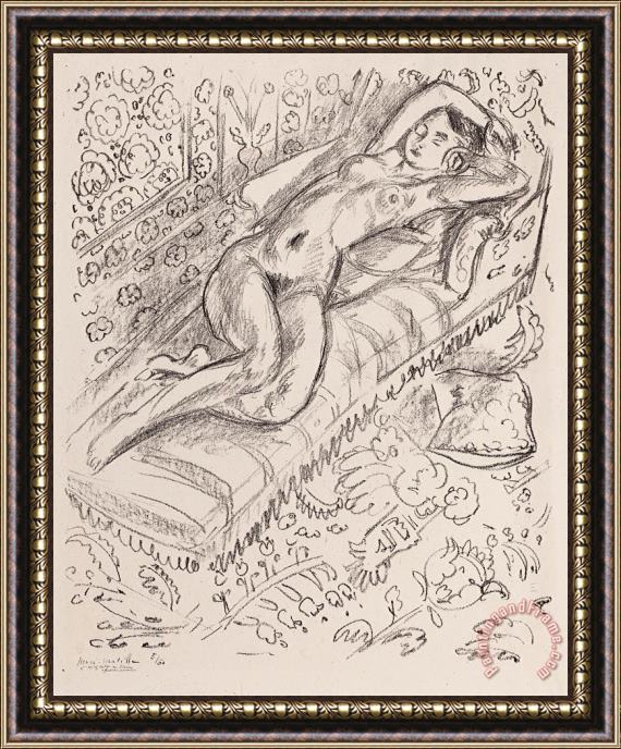 Henri Matisse Nu Sur Chaise De Repos Sur Fond Moucharabieh, 1922 Framed Print