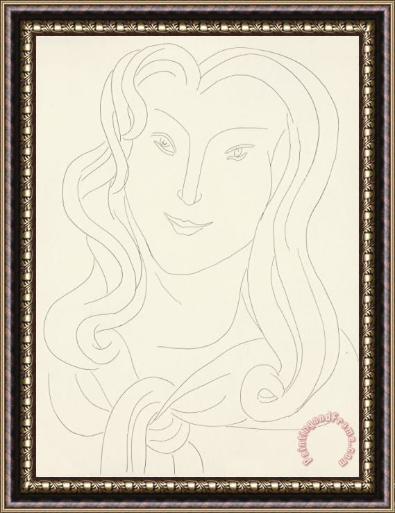 Henri Matisse Poesies Woman with Long Hair And Shirt Tie, 1932 Framed Painting
